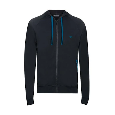 Emporio Armani Black Logo Print Zip Hoodie Casualwear 1118351P575BAS-0020