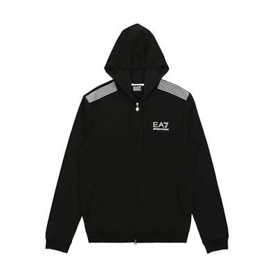 Emporio Armani Black Logo Striped Print Hooded Zip Jacket 274608-4A204-00020