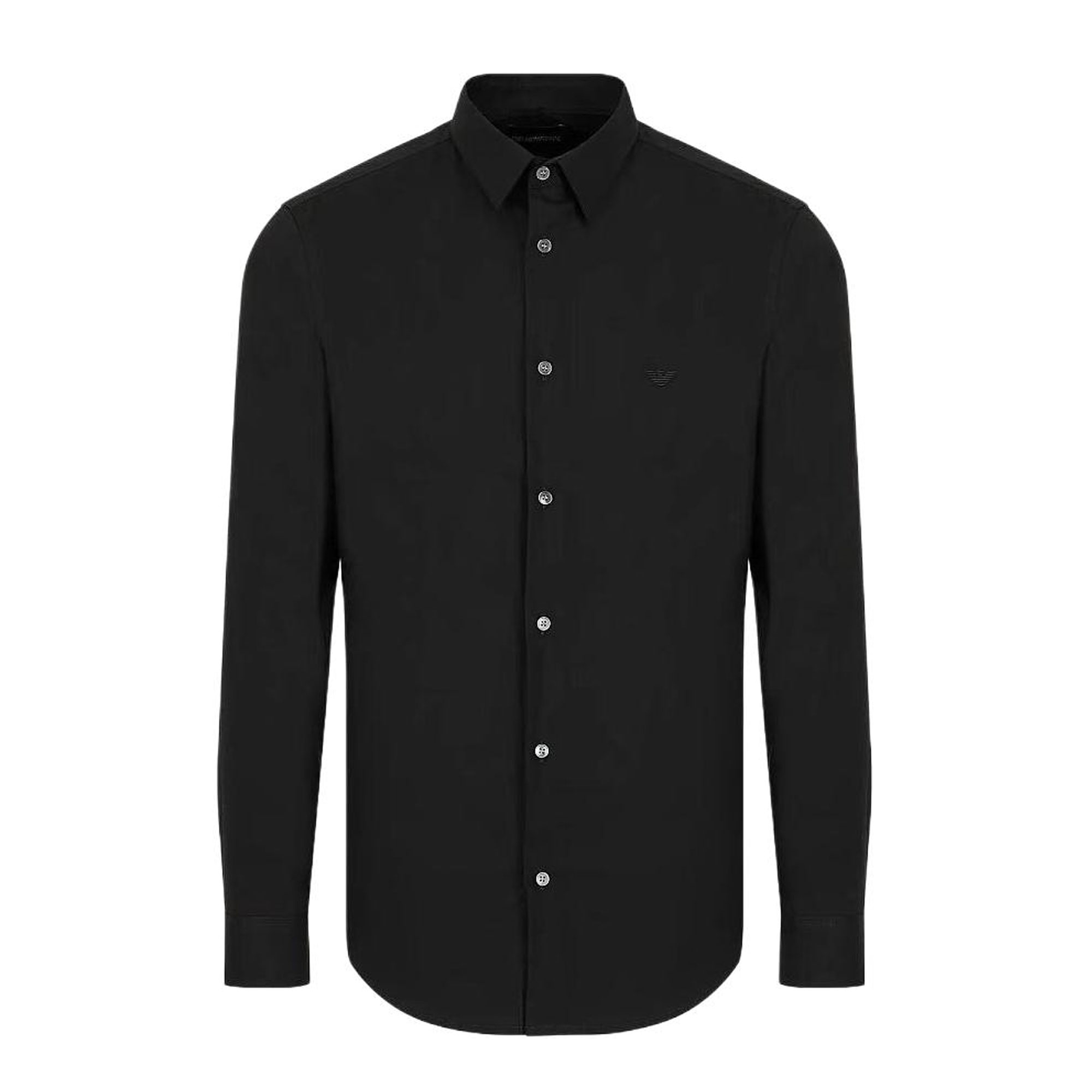 EMPORIO ARMANI Black Long-Sleeve Shirt with Embroidered Logo 8N1C09-1NI9Z-0999
