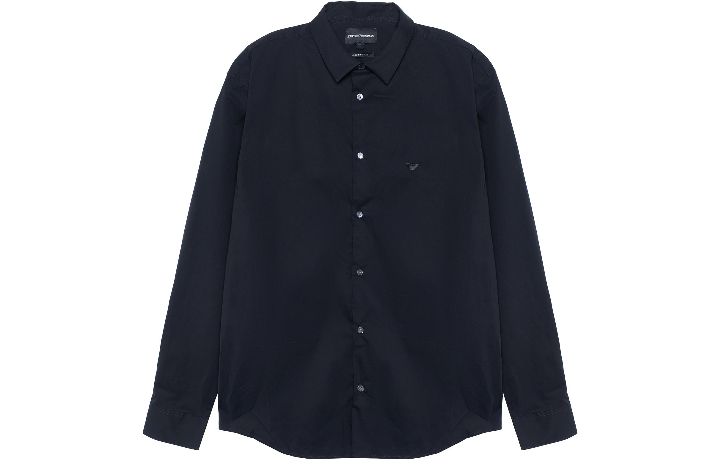 Order エンポリオアルマーニ ブラック刺繍ロゴ入り長袖シャツ 8N1C09-1NI9Z-0999