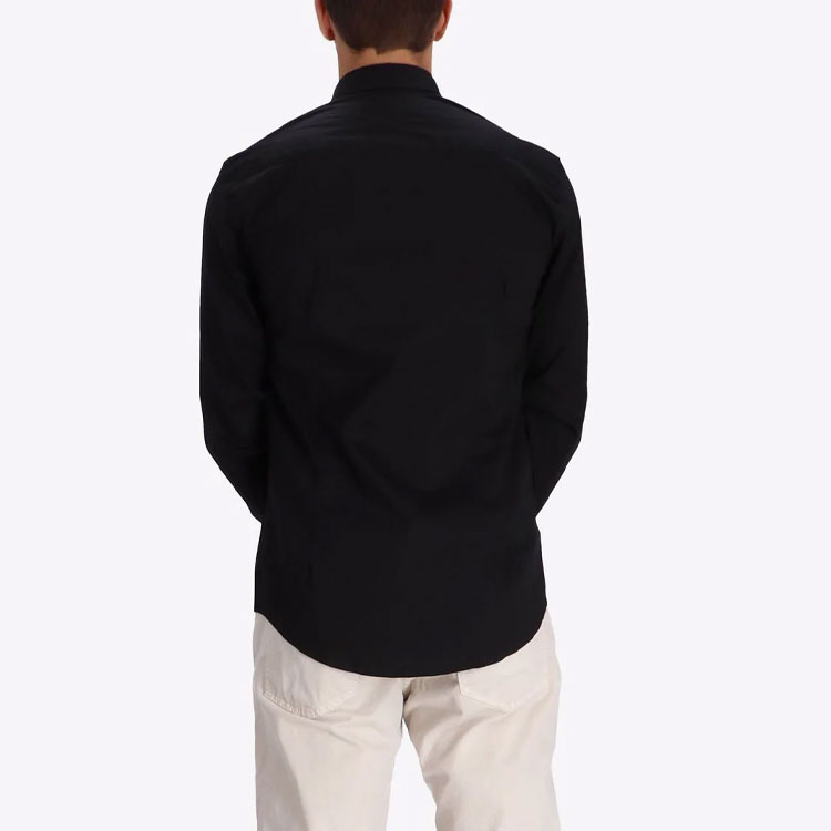 Sizing エンポリオアルマーニ ブラック刺繍ロゴ入り長袖シャツ 8N1C09-1NI9Z-0999