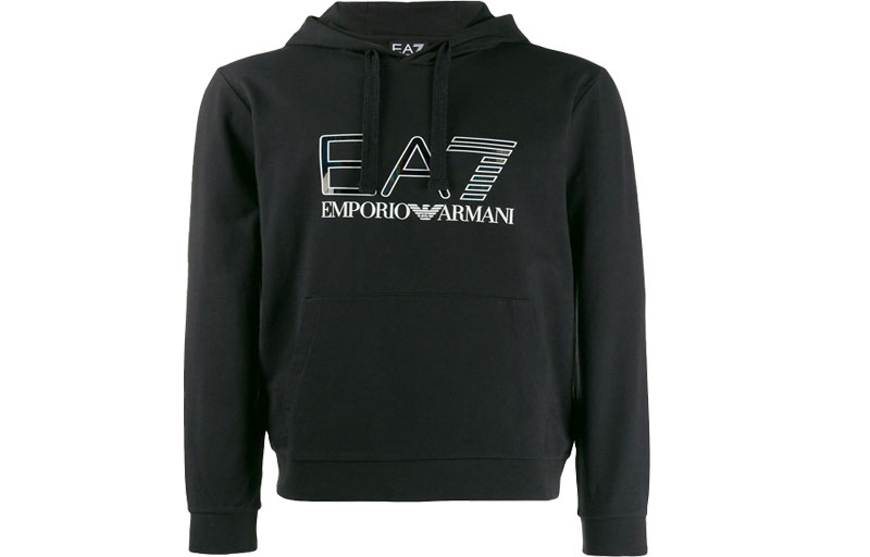 EMPORIO ARMANI Black Long Sleeve Cotton Hoodie. 6GPM34-J05Z-1200