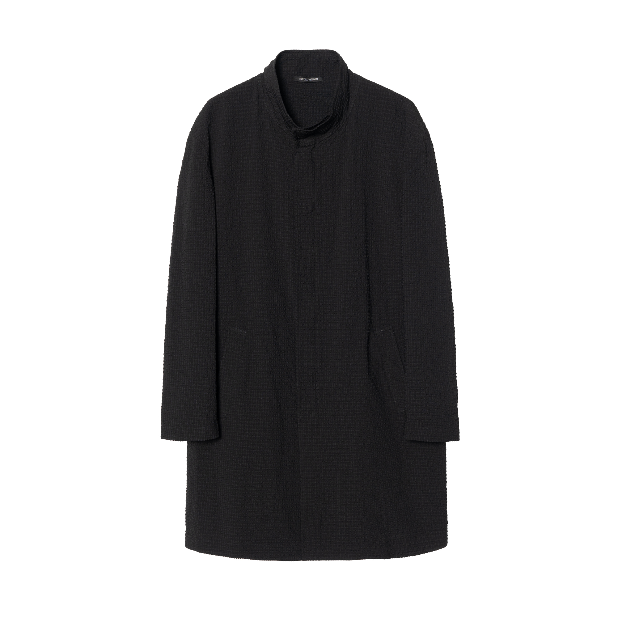 EMPORIO ARMANI Black Long Sleeve Zippered Mid-Length Trench Coat B1L210-B1306-999