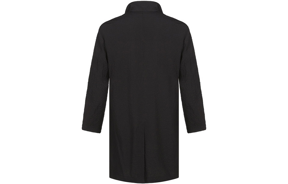 Lookbook EMPORIO ARMANI 黑色長袖拉鍊中長款風衣外套 B1L210-B1306-999