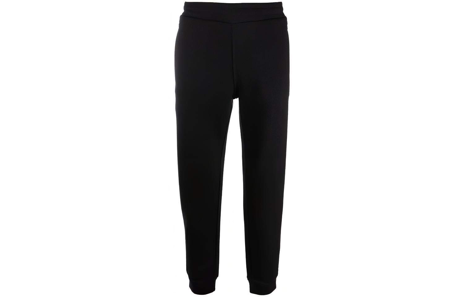 EMPORIO ARMANI Black Mid-Waist Knit Jogger Pants with Minimal Logo. 8N1PS9-1JRIZ-0999