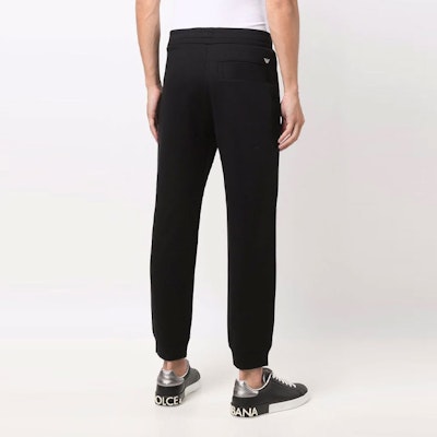 EMPORIO ARMANI Black Mid-Waist Knit Jogger Pants with Minimal Logo. 8N1PS9-1JRIZ-0999 Purchase EMPORIO ARMANI Black Mid-Waist Knit Jogger Pants with Minimal Logo. 8N1PS9-1JRIZ-0999