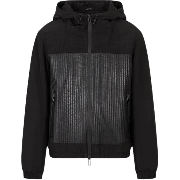 Emporio Armani Black Patchwork Zip Hoodie Jacket D41R70-D1P70-1999