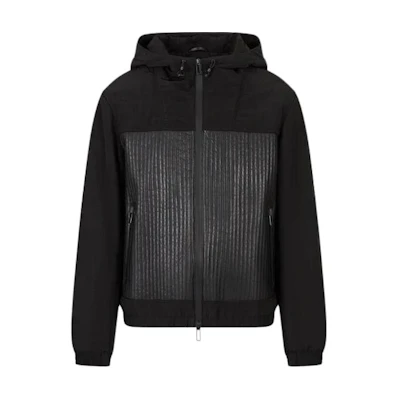 Emporio Armani Black Patchwork Zip Hoodie Jacket D41R70-D1P70-1999