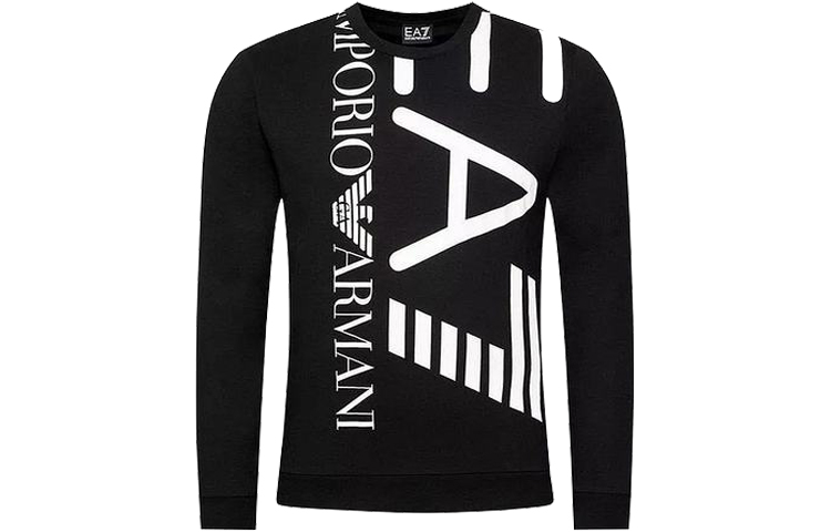 Emporio Armani Black Printed Cotton Crewneck Sweatshirt Long Sleeve 3KPM30-PJ8LZ-1200