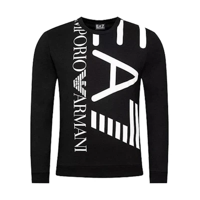 Emporio Armani Black Printed Cotton Crewneck Sweatshirt Long Sleeve 3KPM30-PJ8LZ-1200