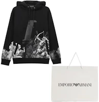 Emporio Armani Black Printed Fleece Hoodie 6K1M8P-1JM3Z-0999 Emporio Armani Black Printed Fleece Hoodie 6K1M8P-1JM3Z-0999