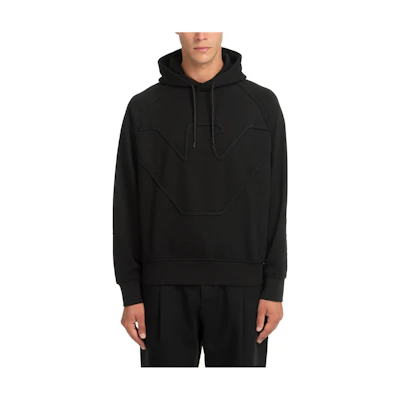 Emporio Armani Black Pullover Hoodie with Drawstring and Long Sleeves 6R1ME4-1JWPZ-00B4