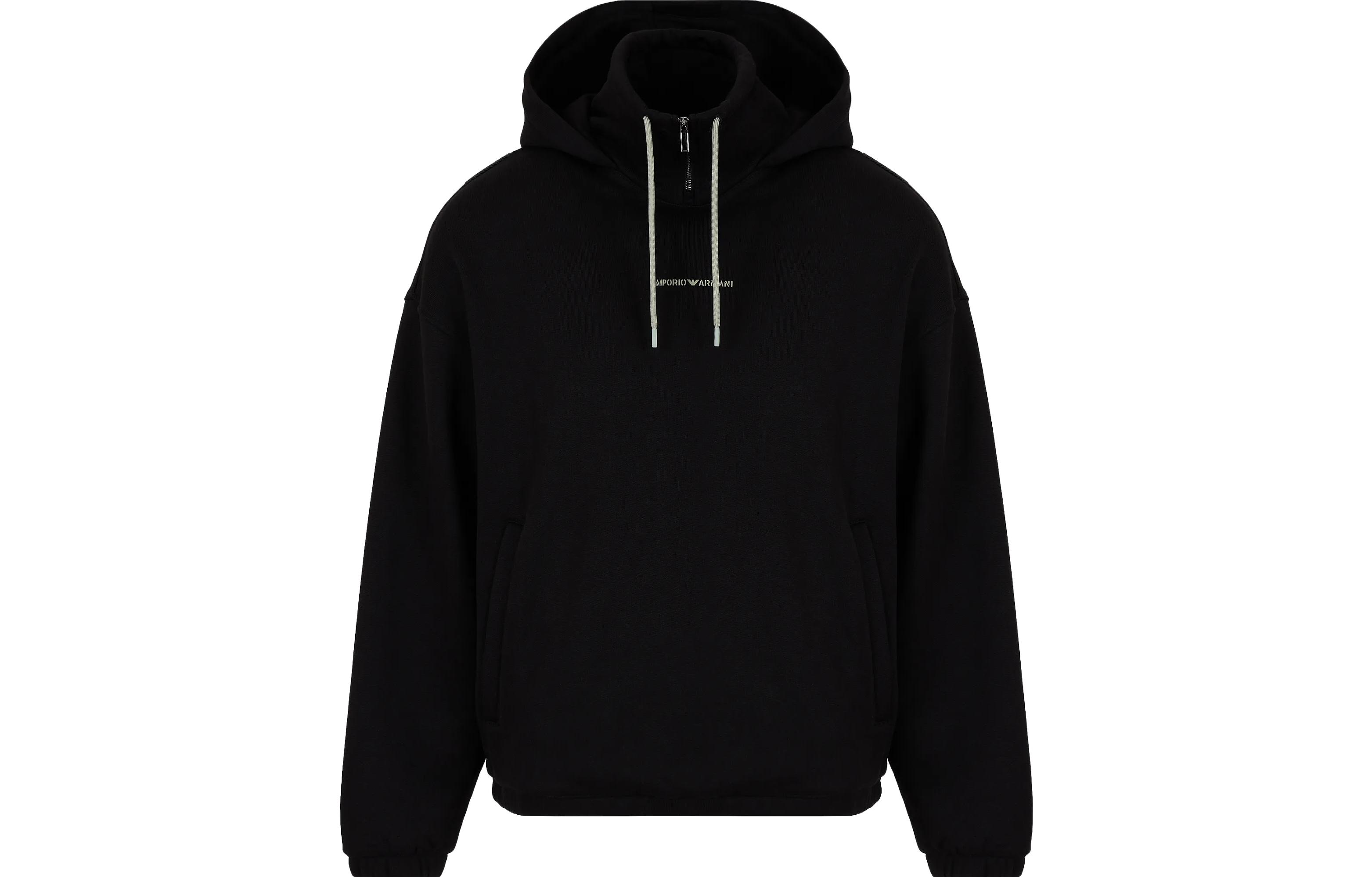 Emporio Armani Black Pullover Hoodie with Hood 6R1ME61-JWPZ1-0999