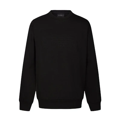 Emporio Armani Black Pullover Sweatshirt with Logo Print 3G1M68-1J04Z-0999