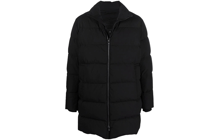 Order Emporio Armani 黑色菱格拉鍊羽絨外套 中長款休閒大衣 8N1LA5-1NLRZ-0999