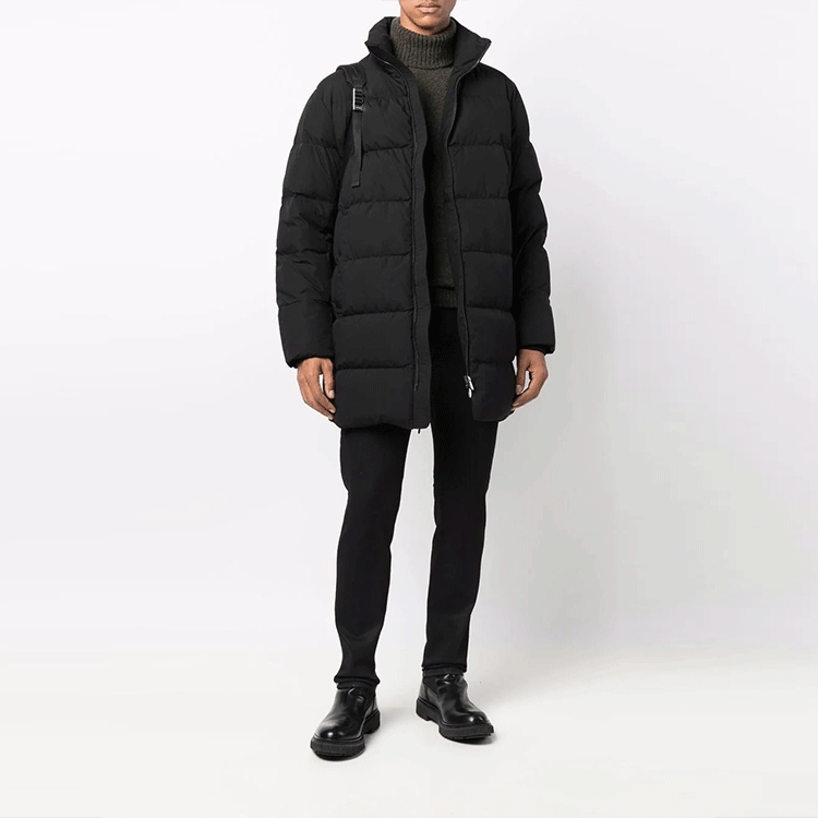 Lookbook Emporio Armani 黑色菱格拉鍊羽絨外套 中長款休閒大衣 8N1LA5-1NLRZ-0999