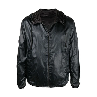 EMPORIO ARMANI Black Reversible Logo Print Zip Hoodie Jacket. 3K1BS3-1NZMZ-F015