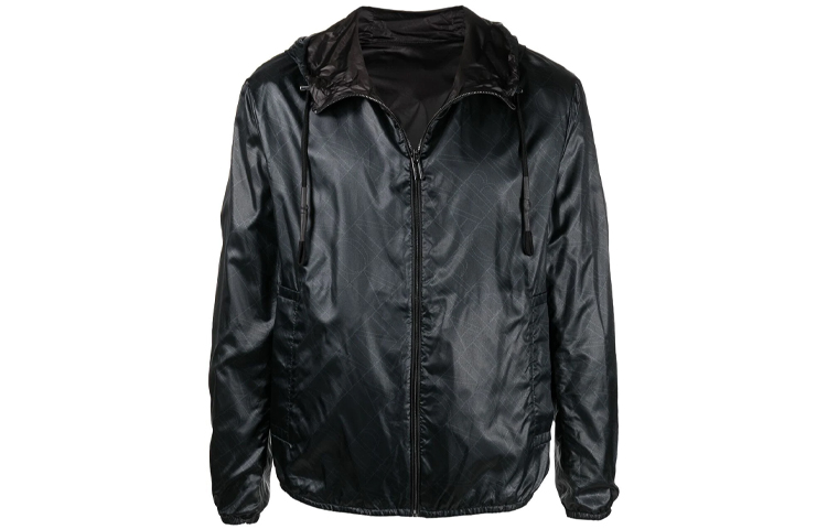 Order エンポリオアルマーニ ブラック リバーシブル ロゴプリント ジップパーカー ジャケット 3K1BS3-1NZMZ-F015