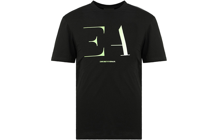 Emporio Armani Black Short Sleeve Tee with Creative Letter Print 3H1TA5-1J0AZ-0999