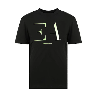 Emporio Armani Black Short Sleeve Tee with Creative Letter Print 3H1TA5-1J0AZ-0999