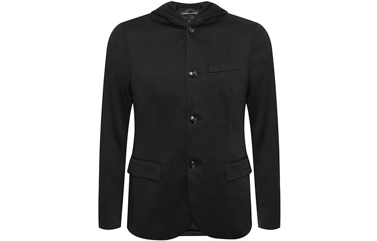Emporio Armani Black Single-Breasted Hooded Blazer Jacket 6H1GN6-1JEVZ-0999