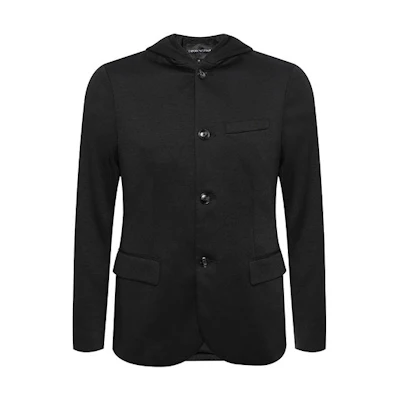 Emporio Armani Black Single-Breasted Hooded Blazer Jacket 6H1GN6-1JEVZ-0999