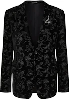 Emporio Armani Black Slim-Fit Blazer with Full-Print Botanical Design E31GB2-F1038-1999 Emporio Armani Black Slim-Fit Blazer with Full-Print Botanical Design E31GB2-F1038-1999