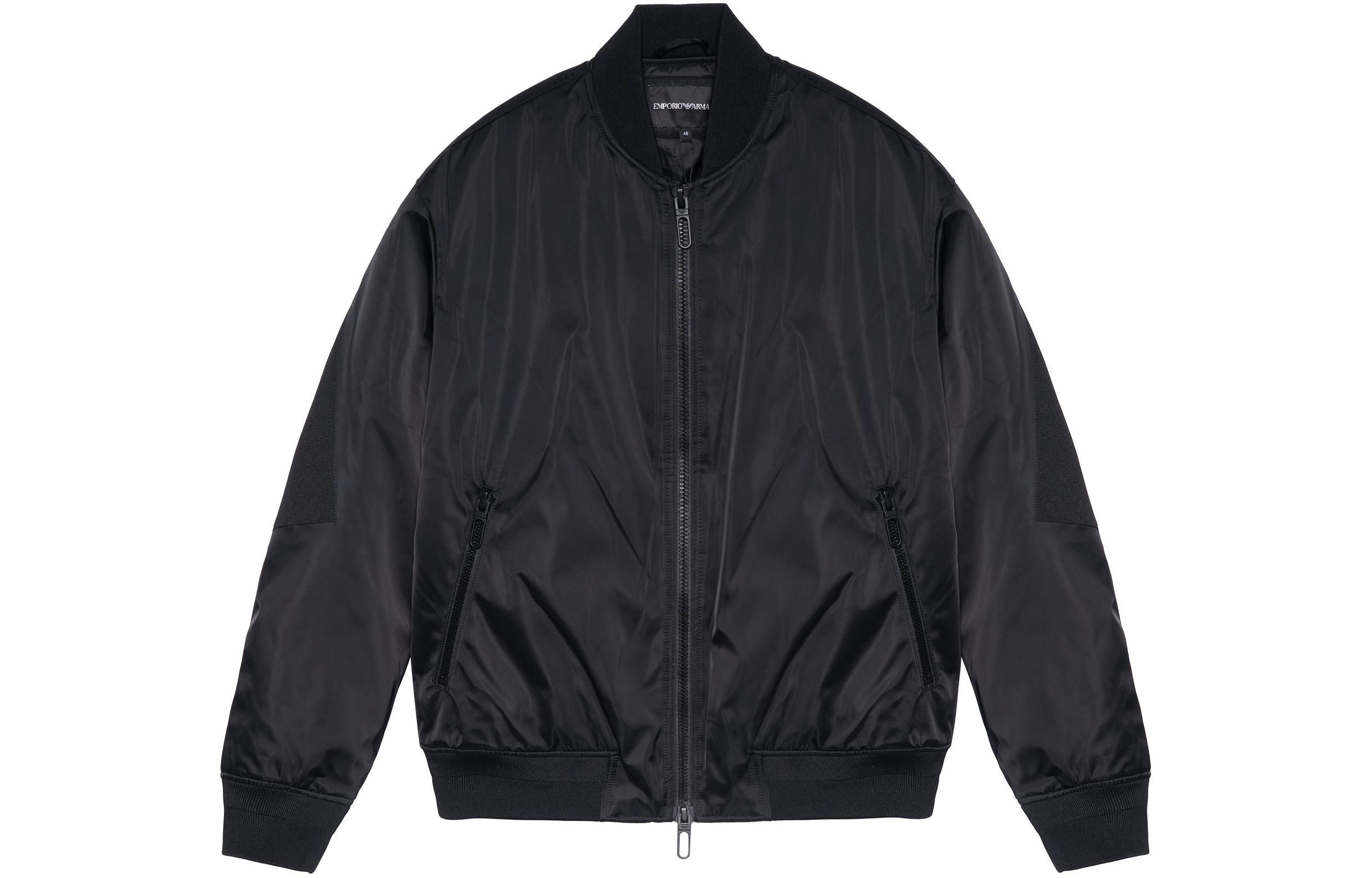 Order Emporio Armani 黑色純色休閒雙拉鍊外套 6G1B86-1NPKZ-0999