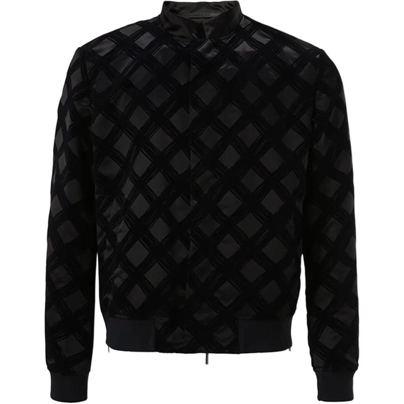 Emporio Armani Black Solid Checkered Jacquard Jacket 0WGOB046-T0253-FBWF
