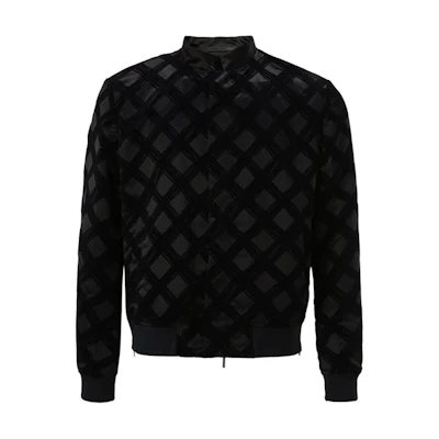Emporio Armani Black Solid Checkered Jacquard Jacket 0WGOB046-T0253-FBWF