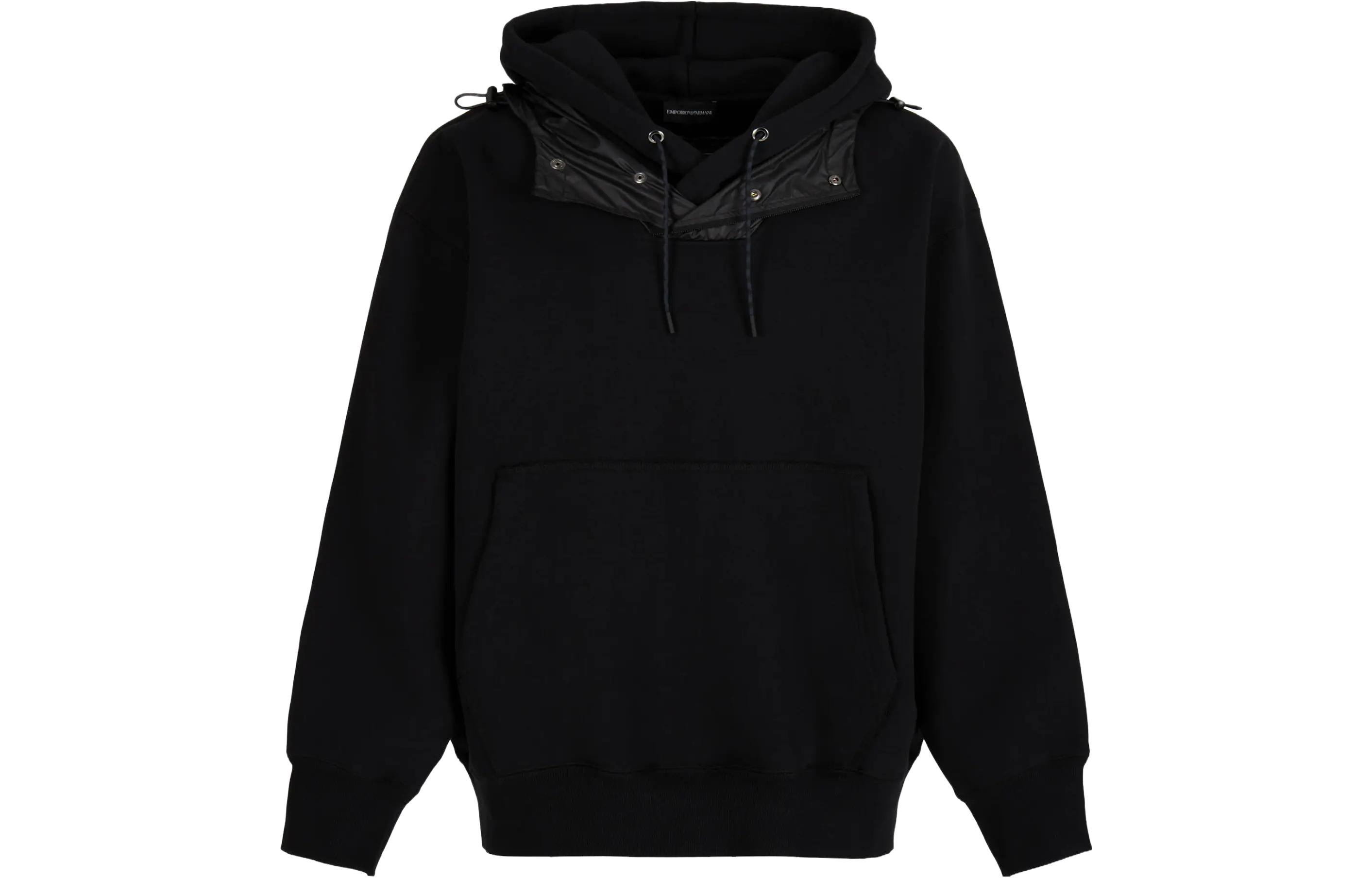 Emporio Armani Black Solid Color Drawstring Hoodie 6R1M6U-1JGEZ-0999