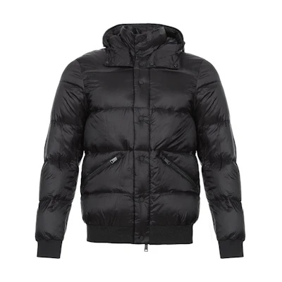 EMPORIO ARMANI Black Solid Color Hooded Zipper Down Jacket 6Z1B84-1NUFZ-0999