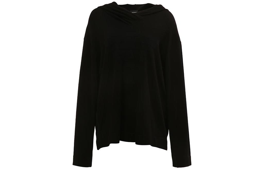 Emporio Armani Black Solid Color Hoodie Sweatshirt with Drawstring 3K2MT3-2M04Z-0999