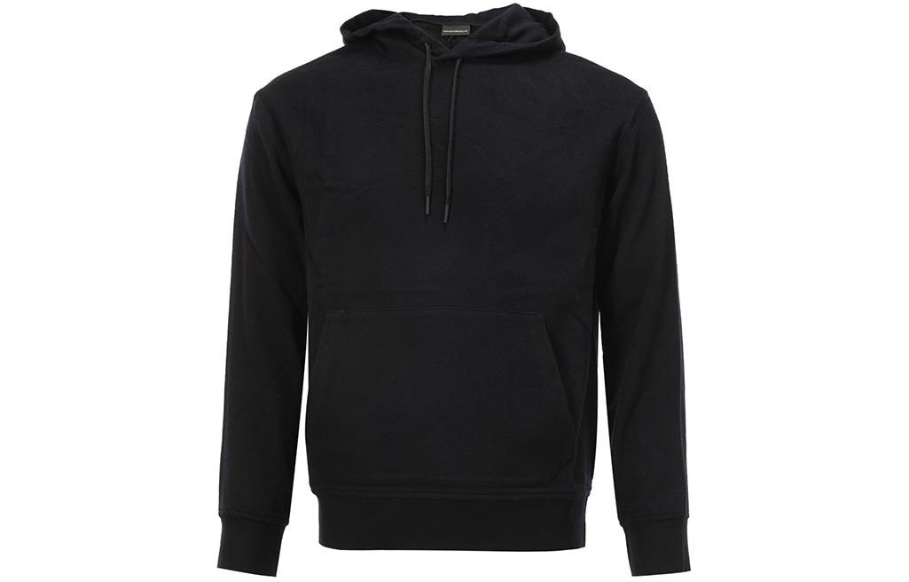 Emporio Armani Black Solid Color Pullover Hoodie Long Sleeve Casual Top 3L1MCD-1NPLZ-0920