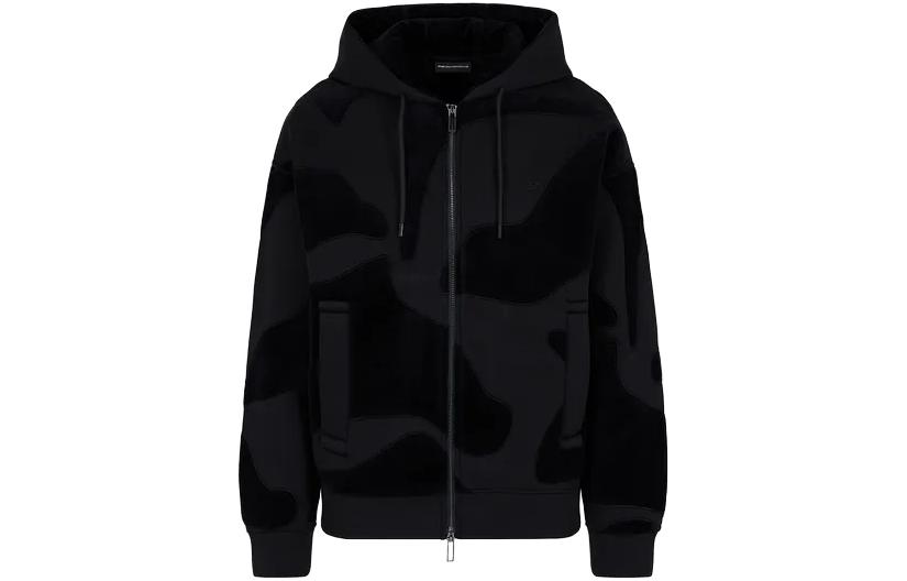 Emporio Armani Black Solid Color Zip-Up Hoodie Jacket 6R1MF9-1JUWZ-0999