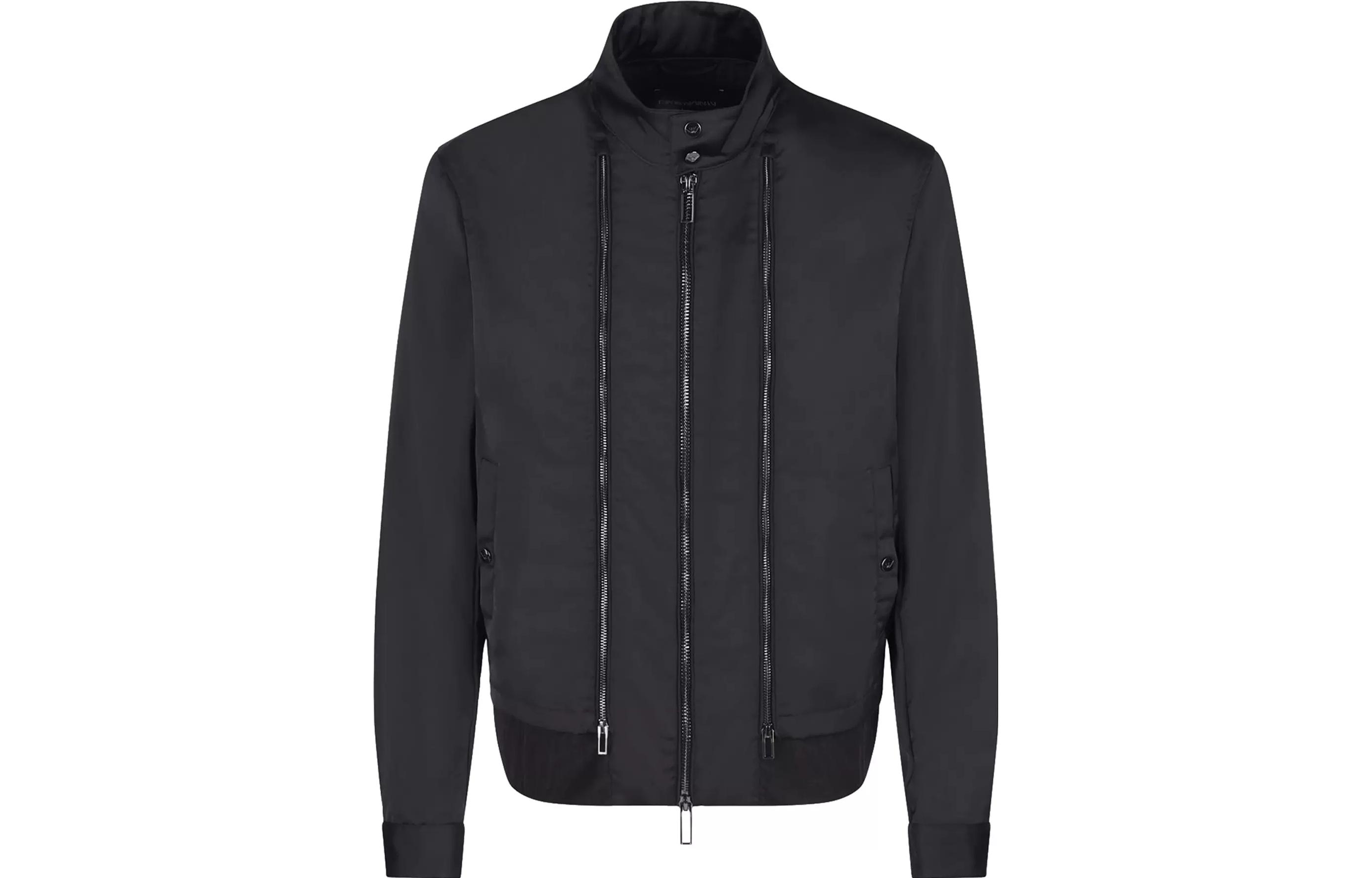 Emporio Armani Black Solid Color Zip-Up Jacket 3K1BM6-1NZNZ-0999