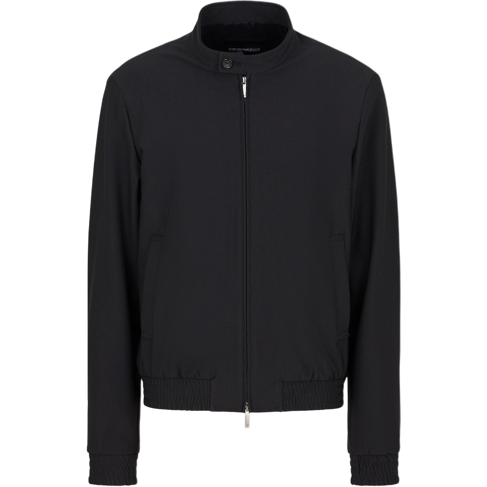 Emporio Armani Black Solid Color Zip-Up Jacket Long Sleeve Casual Wear EM000185-TE11109-UC001
