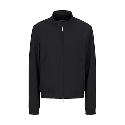 Emporio Armani Black Solid Color Zip-Up Jacket Long Sleeve Casual Wear EM000185-TE11109-UC001