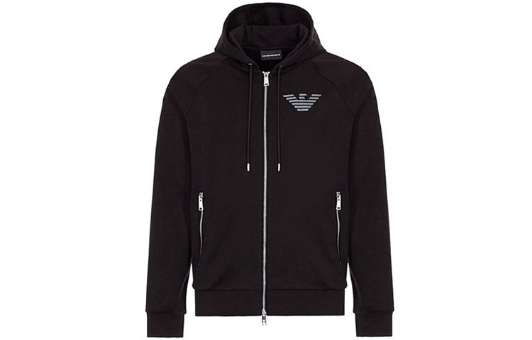 Emporio Armani Black Solid Color Zip-Up Sweatshirt Long Sleeve 3G1M91-1JSQZ-0999