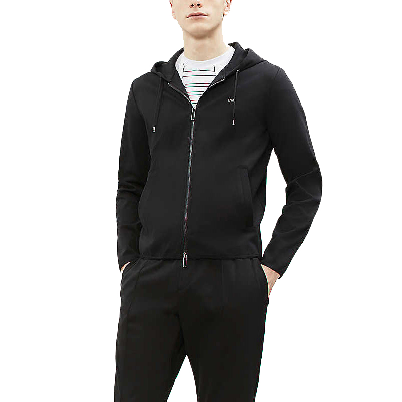 Emporio Armani Black Solid Hoodie Zip-Up Casual Jacket 8N1BN2-JBTZ-0999 圖 3
