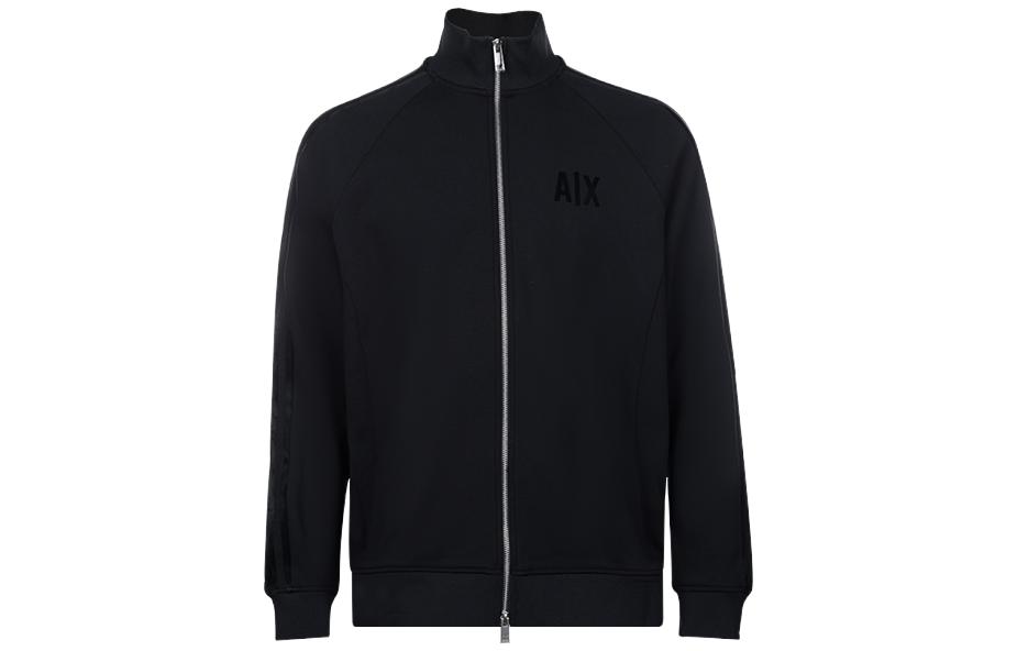 Emporio Armani Black Solid Logo Embossed Zip-Up Jacket 6KZMFR-ZJ6LZ-1200