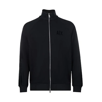 Emporio Armani Black Solid Logo Embossed Zip-Up Jacket 6KZMFR-ZJ6LZ-1200