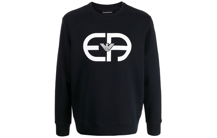 Emporio Armani Black Solid Logo Print Long-Sleeve Sweatshirt 6K1M69-1JHSZ-999