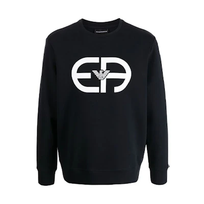 Emporio Armani Black Solid Logo Print Long-Sleeve Sweatshirt 6K1M69-1JHSZ-999