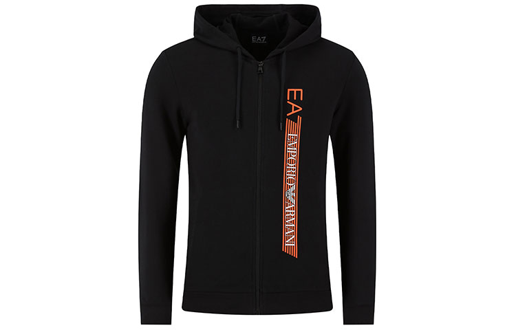 Emporio Armani Black Solid Logo Print Zip-Up Jacket Sweater 3HPM26-PJ05Z-1200