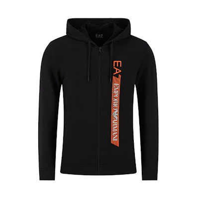 Emporio Armani Black Solid Logo Print Zip-Up Jacket Sweater 3HPM26-PJ05Z-1200