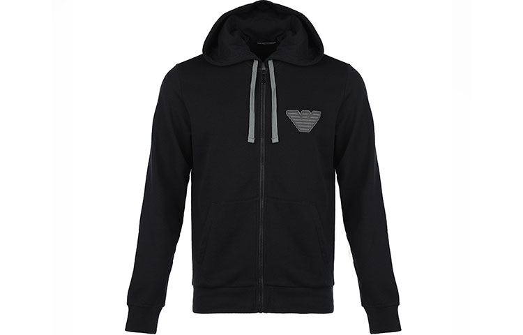 Emporio Armani Black Solid Logo Zip-Up Sweatshirt 111784-1A5710-0020