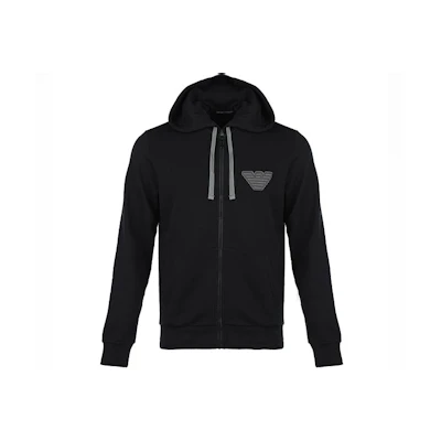 Emporio Armani Black Solid Logo Zip-Up Sweatshirt 111784-1A5710-0020