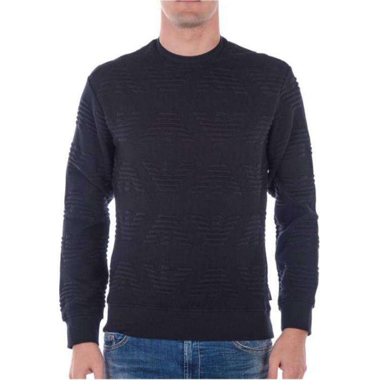 Emporio Armani Black Solid Pullover Slim Fit Long Sleeve Sweatshirt POIZON240717351