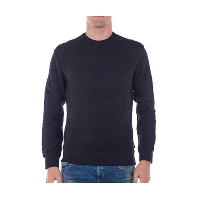 Emporio Armani Black Solid Pullover Slim Fit Long Sleeve Sweatshirt POIZON240717351